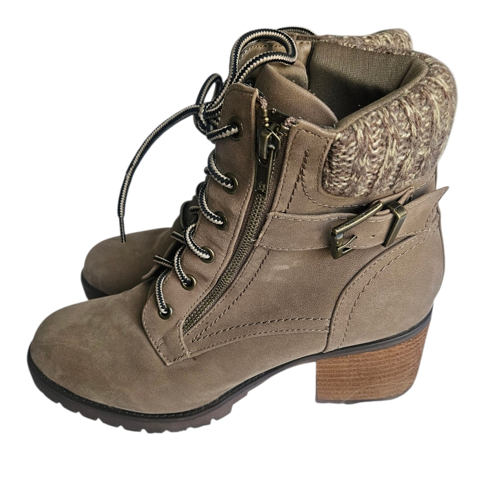 MIA Taupe Lace-Up Ankle Boots Size 8.5
